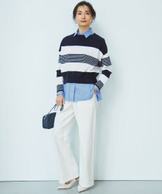 23区 【洗える】スラブツイルストレッチ ワイド パンツ