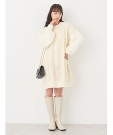 earth music&ecology 袖ファーケーブルミニワンピース