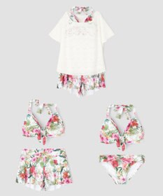 San-ai Resort（三愛水着楽園） 【新色ホワイト＆パープル入荷】４点セット水着　9M・11L【San-ai Resort（サンアイリゾート）】