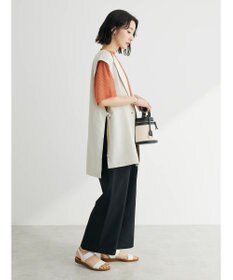 Green Parks 綿麻混タックストレートワイドパンツ