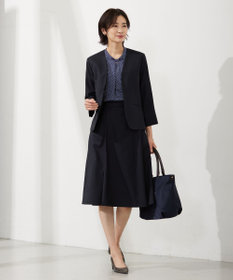 J.PRESS LADIES 【セットアップ対応・洗える・UVケア・速乾】 OXIJEWELストレッチ ノーカラー ジャケット