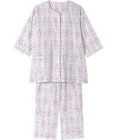 Wing パジャマ 綿100%(本体) 楊柳素材 高島ちぢみ（Ｒ） 7分袖 長袖 8分丈 レディース EP8043 ウイング／ワコール