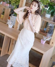 Tiaclasse 【洗える】5分丈フレアスリーブブラウス