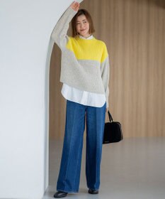 23区 S 【洗える】ウールカシミヤ カラーブロック バルキー ニット