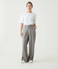 caqu linen rayon stretch wide pants リネンレーヨンストレッチワイドパンツ