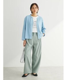 Green Parks カットジョーゼットドットボタンカーディガン