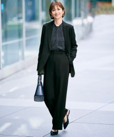 自由区 L 【19号サイズまで展開・カタログ掲載】トリアセダブルクロスワイドストレート パンツ