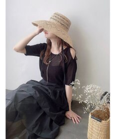 Green Parks 透かし編み肩あきニットプルオーバー