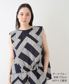 UCHINO クレープガーゼ ジオメトリックブラウス