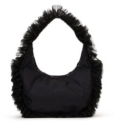 LeSportsac RUFFLE ZIP HOBO/ブラックレースラッフル
