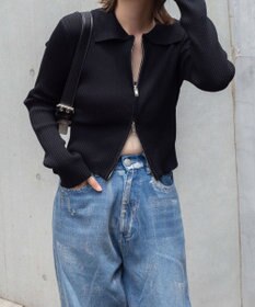 WEGO Wジップコンパクトニットカーデ