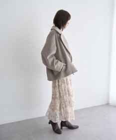 YECCA VECCA ボタニカル柄ボウタイプリーツワンピース