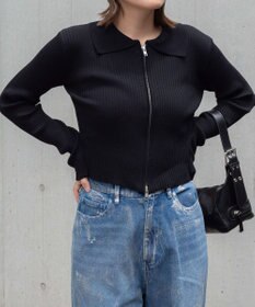 WEGO Wジップコンパクトニットカーデ