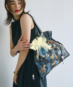 TOPKAPI 【TREASURE TOPKAPI】マイルドサテン スカーフ柄 巾着 トート バッグ