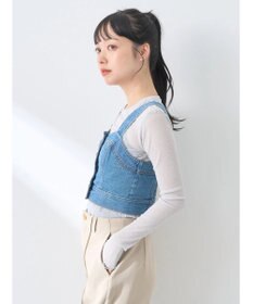 earth music&ecology フロントボタンデニムビスチェ