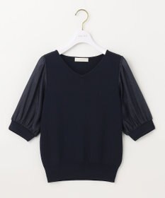 ANY SIS L 【洗える】シアースリーブコンビ ニット