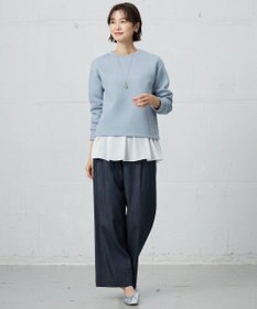 J.PRESS LADIES L 【洗える】セルロースシャンブレー ワイド パンツ