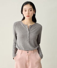 ANY クリアラメフライスヘンリーネックプルオーバー