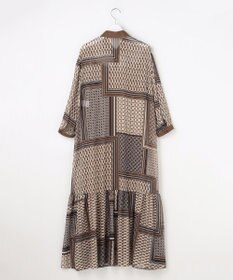 自由区 L 【一枚で着映える】スカーフパッチプリントティアード ワンピース