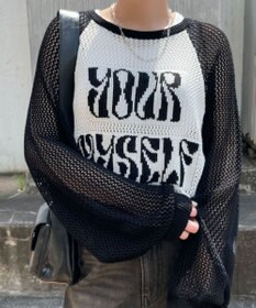 WEGO ラグランショートメッシュニット