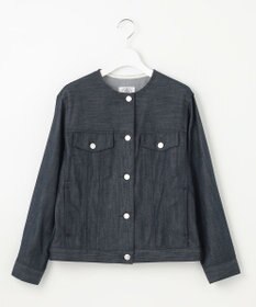 J.PRESS LADIES 【洗える】セルロースシャンブレー ノーカラー デニム ジャケット