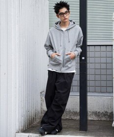 WEGO 【ユニセックス着用ITEM/裏起毛/SMLサイズ展開】リラックスフィットバックロゴジップパーカー