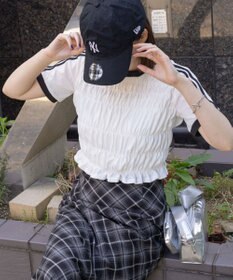 WEGO ラインデザインシャーリングトップス