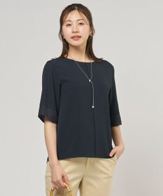J.PRESS LADIES 【セットアップ対応】Light ジョーゼット プルオーバー ブラウス ネイビー系
