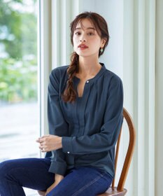 Tiaclasse 【新色追加・洗える】バンドカラー2WAYタックブラウス