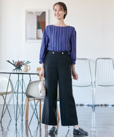 自由区 【XSサイズ～/洗える/セット可】オパールストライプ ブラウス