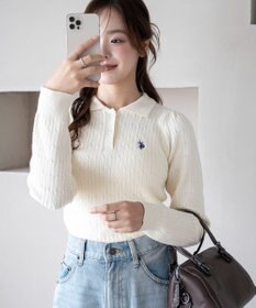 WEGO 【WEB限定/25年秋冬新作】別注USPOLOケーブルニットポロ