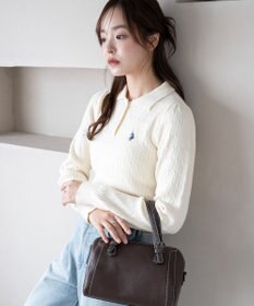 WEGO 【WEB限定/25年秋冬新作】別注USPOLOケーブルニットポロ