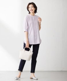 J.PRESS LADIES 【WEB限定カラーあり・洗える】ラミーポプリン バンドカラー ブラウス