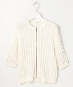 自由区 L ストライプパターンジップ ニット