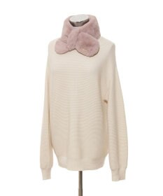 MOONBAT FURLA ファーティペット 差し込み ロゴプレート付 フェイクファーマフラー