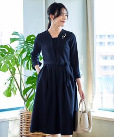 Tiaclasse 【ダブルクロス・洗える】 ナローVネックワンピース