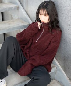 WEGO ルーズフィットハーフZIPプルオーバー