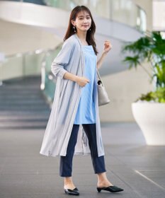 Tiaclasse L 【洗える】ストライプフレアスリーブチュニックブラウス