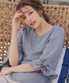 Tiaclasse 【洗える】リボンフレアスリーブブラウス