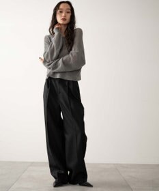 WEGO 【手洗い可】ハイウエストセンタープレスワイドパンツ