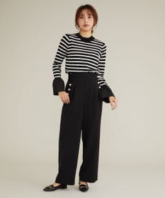 Feroux 【古畑星夏さん着用】パールポイントハイウエストセミワイド パンツ