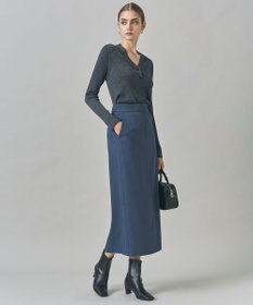 ICB 【CLASSY.掲載・裏起毛】 ウォームサテン Iラインスカート