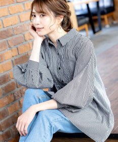 Tiaclasse 【洗える】パフ袖シャツチュニックブラウス