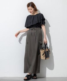 23区 S 【汗じみ防止/洗える】スムースデザイン ラッフルカラー カットソー