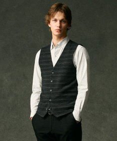 JOSEPH ABBOUD 【洗える/ソフトな肌触り/軽い】シェニールヤーンジャカードニット ベスト グレー系