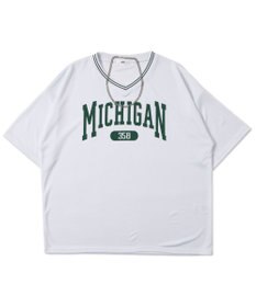 WEGO 【ユニセックス着用ITEM/2点セットネックレス付き/MLサイズ展開】アクセ付きラインリブメッシュプルオーバー