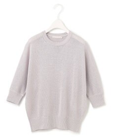 ICB L 【WEB限定カラーあり・洗える】ペーパーブレンドシャインニット 五分袖プルオーバー
