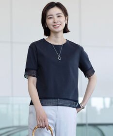 J.PRESS LADIES 【洗える】スムースジャージー レース カットソー
