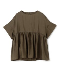 UNFILO ヴィンテージシアー ギャザーペプラムブラウス