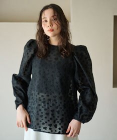 #Newans シアーパフスリーブブラウス